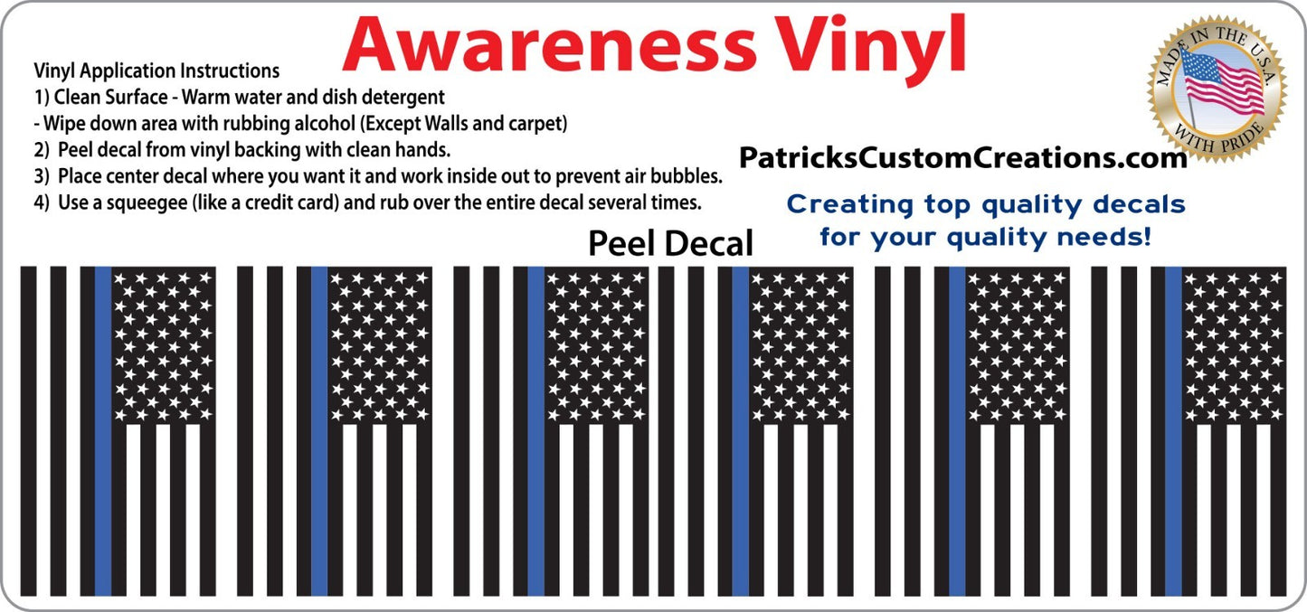 6 Pack Thin Blue Line Police Flag USA American Sticker Decal Blue Lives Matter