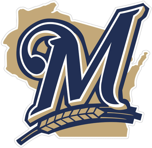 Milwaukee Brewers State Logo Baseball Sticker Waterproof Vinyl Decal Car