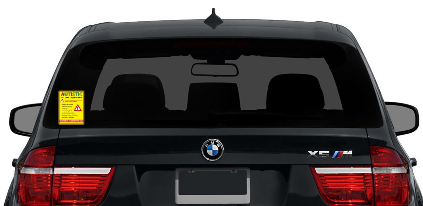 Autistic Passenger Occupant In Vehicle Autism Sticker Vinyl Decal Multiple Sizes