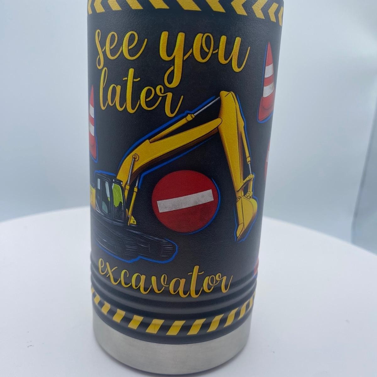 Construction Themed Kids 10 oz Insulated Sippy Cup Cute With Removable Handles
