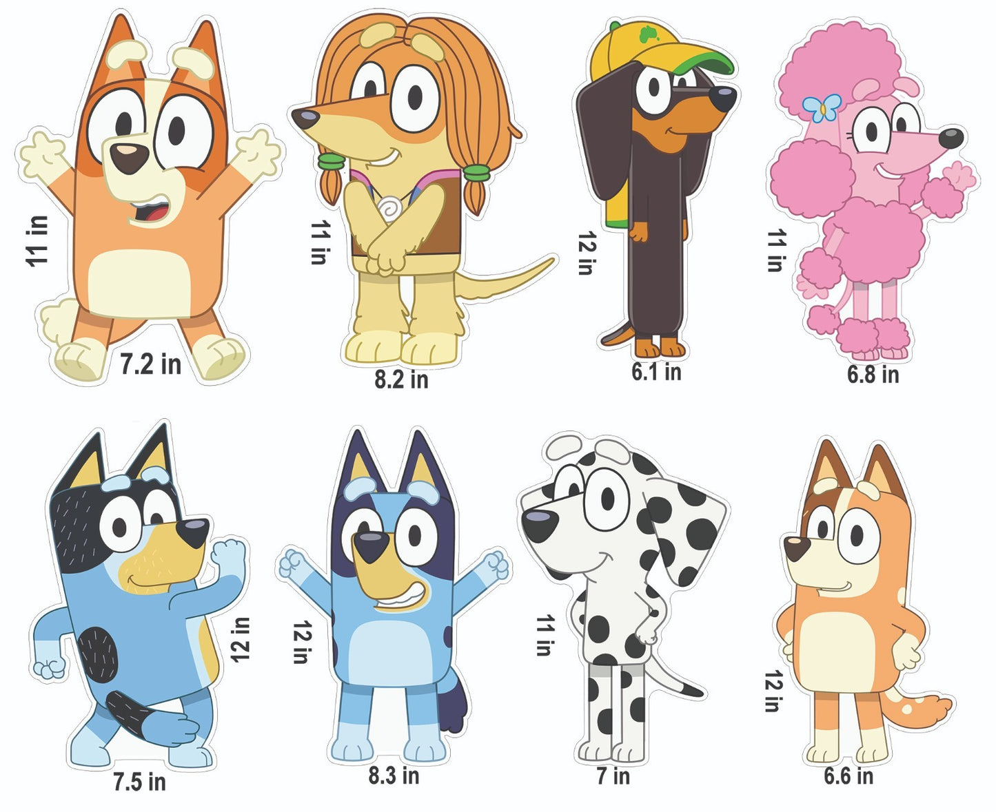 8 Bluey Bingo Removable Floor Decals Sidewalk Birthday Party Decorations