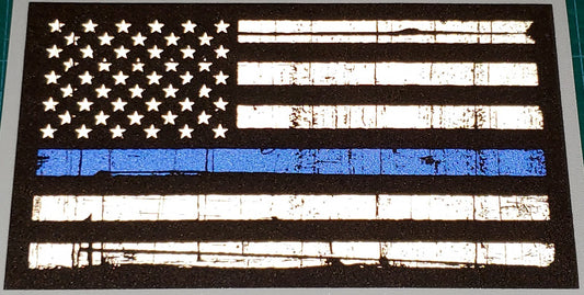 5.5"  Reflective Thin Blue Line Police American Flag Car Vinyl Decal Sticker