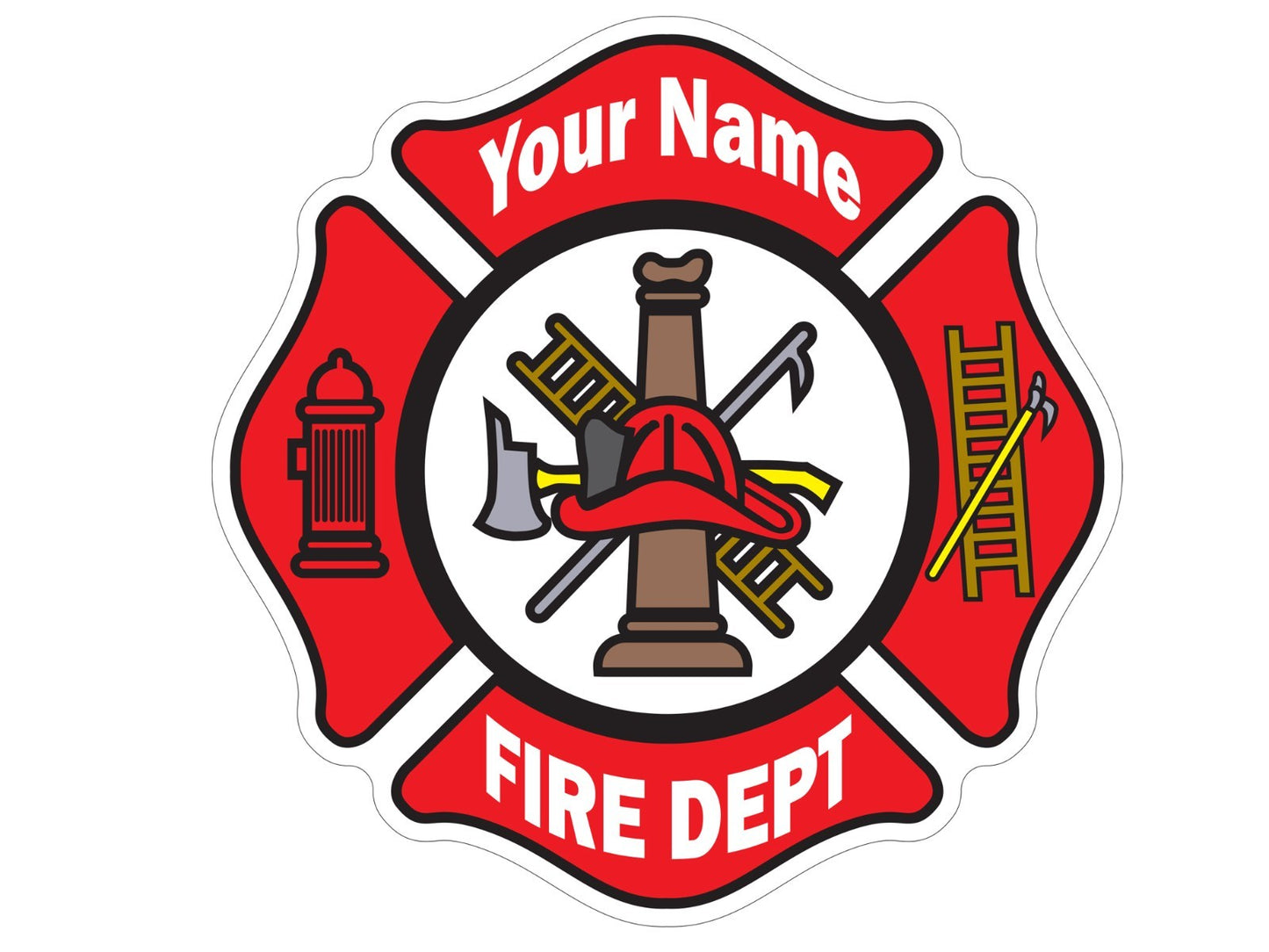 Customized Fire Department Maltese Cross Indoor Wall Vinyl Decal Sticker 5"-52"