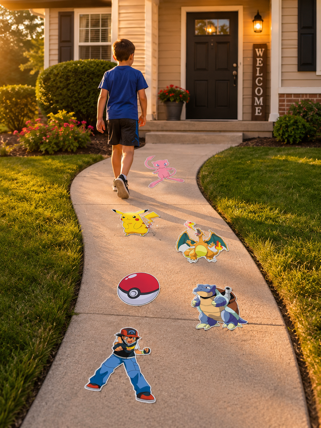 Pokemon Inspired Floor Decals Party Path Set of 6 Waterproof Peel Stick Vinyl