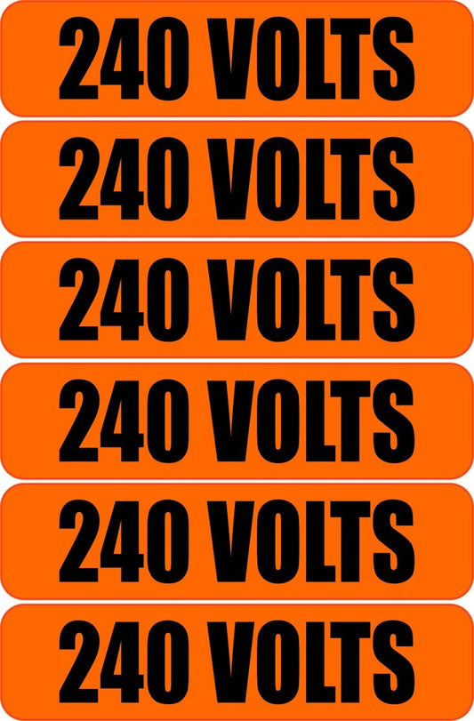 6x 240 Volts Warning Vinyl Decal | Outdoor Laminated | Electrical Safety Sticker