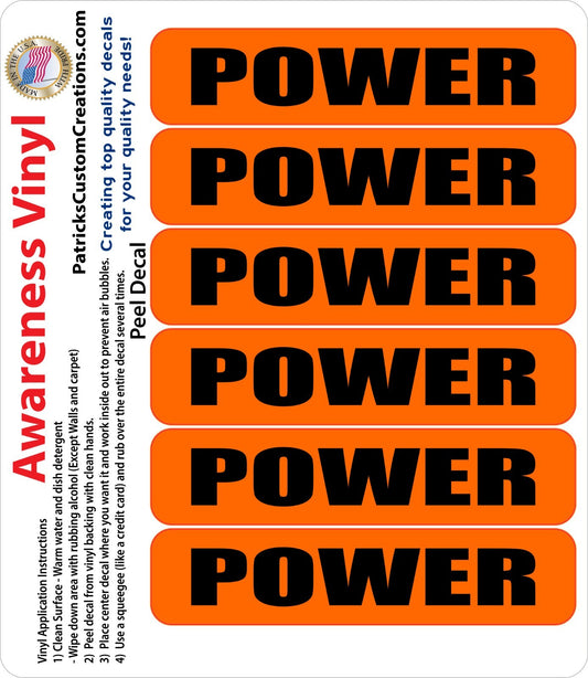 6x POWER Warning Vinyl Decal | Outdoor Laminated Decal | Volts Electrical Safety