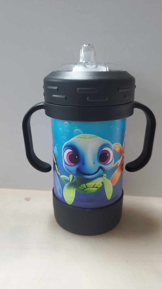 Sea Turtles Themed Kids 10 oz Insulated Sippy Cup Cute With Removable Handles