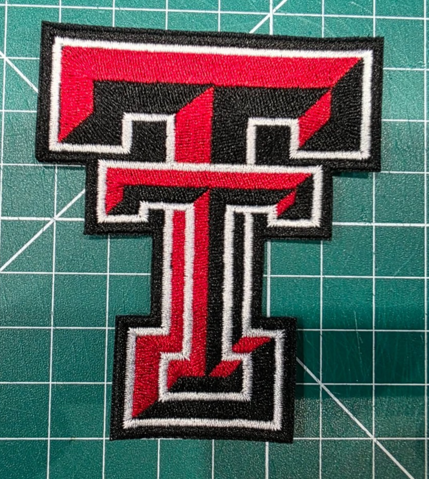 Texas Tech logo football 5" x 4.2" Iron On Embroidered Patch shoulder