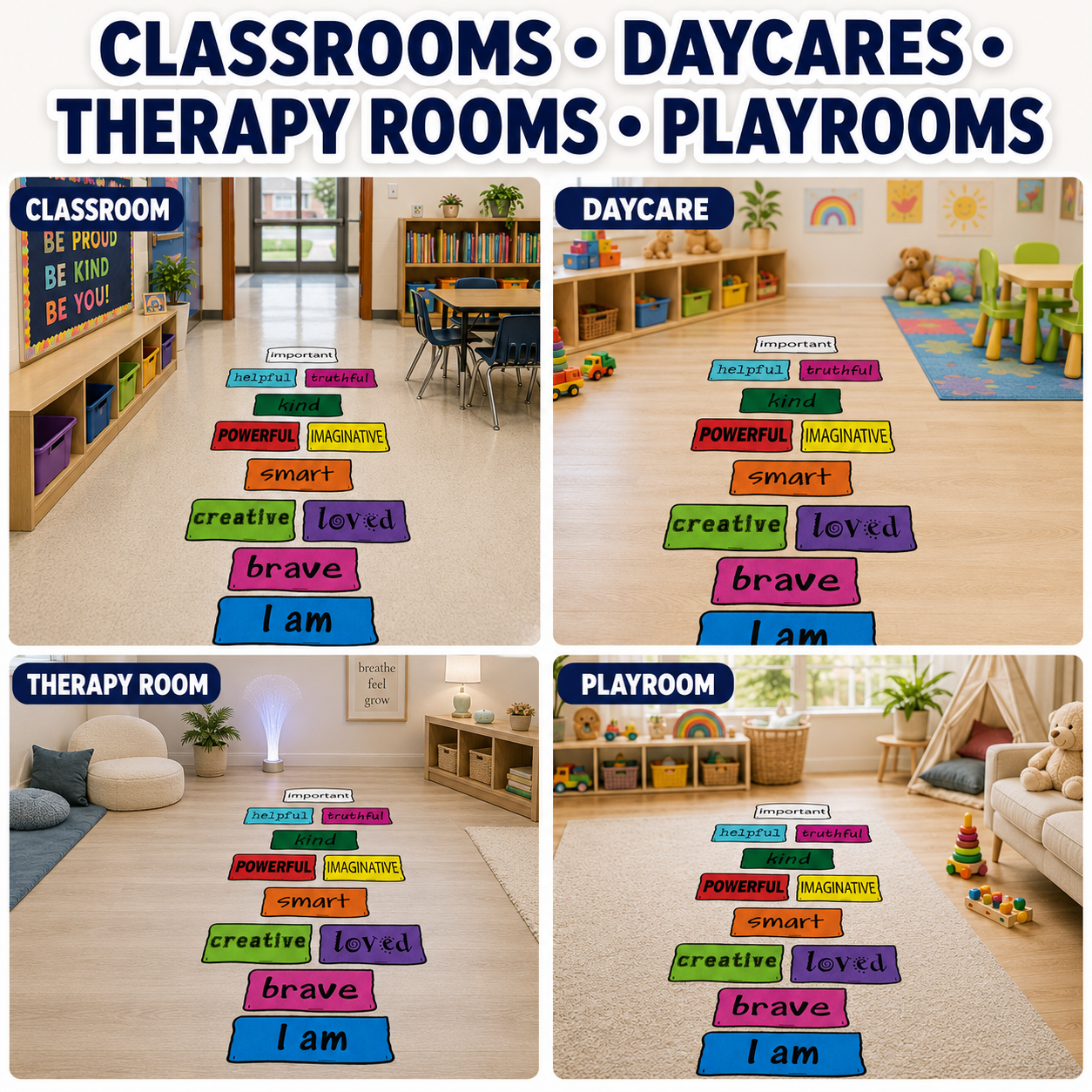 Positive Affirmation Hopscotch Decals Sensory Path Floor Stickers