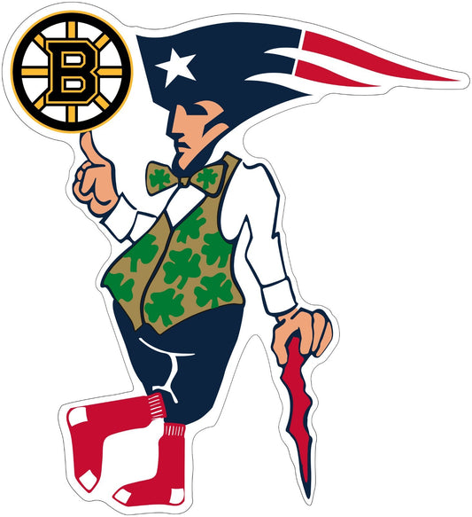 5" BOSTON GUY STICKER CELTICS PATRIOTS BRUINS RED SOX