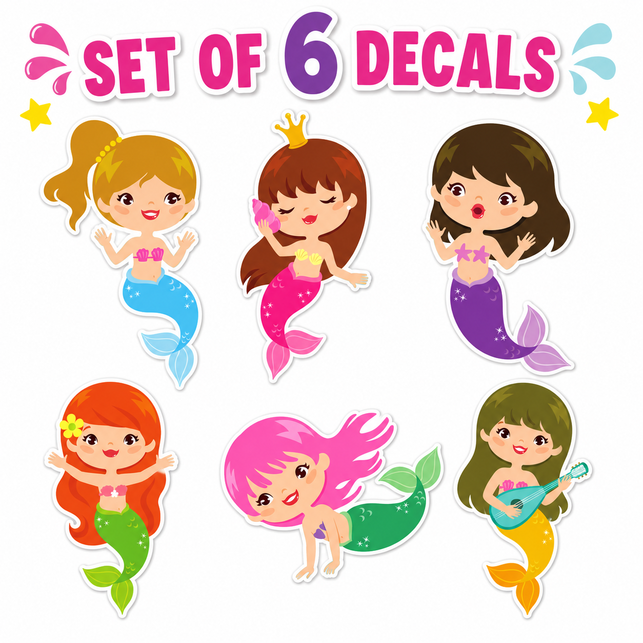 Mermaid Floor Decals Set of 6 Under the Sea Party Sidewalk Stickers