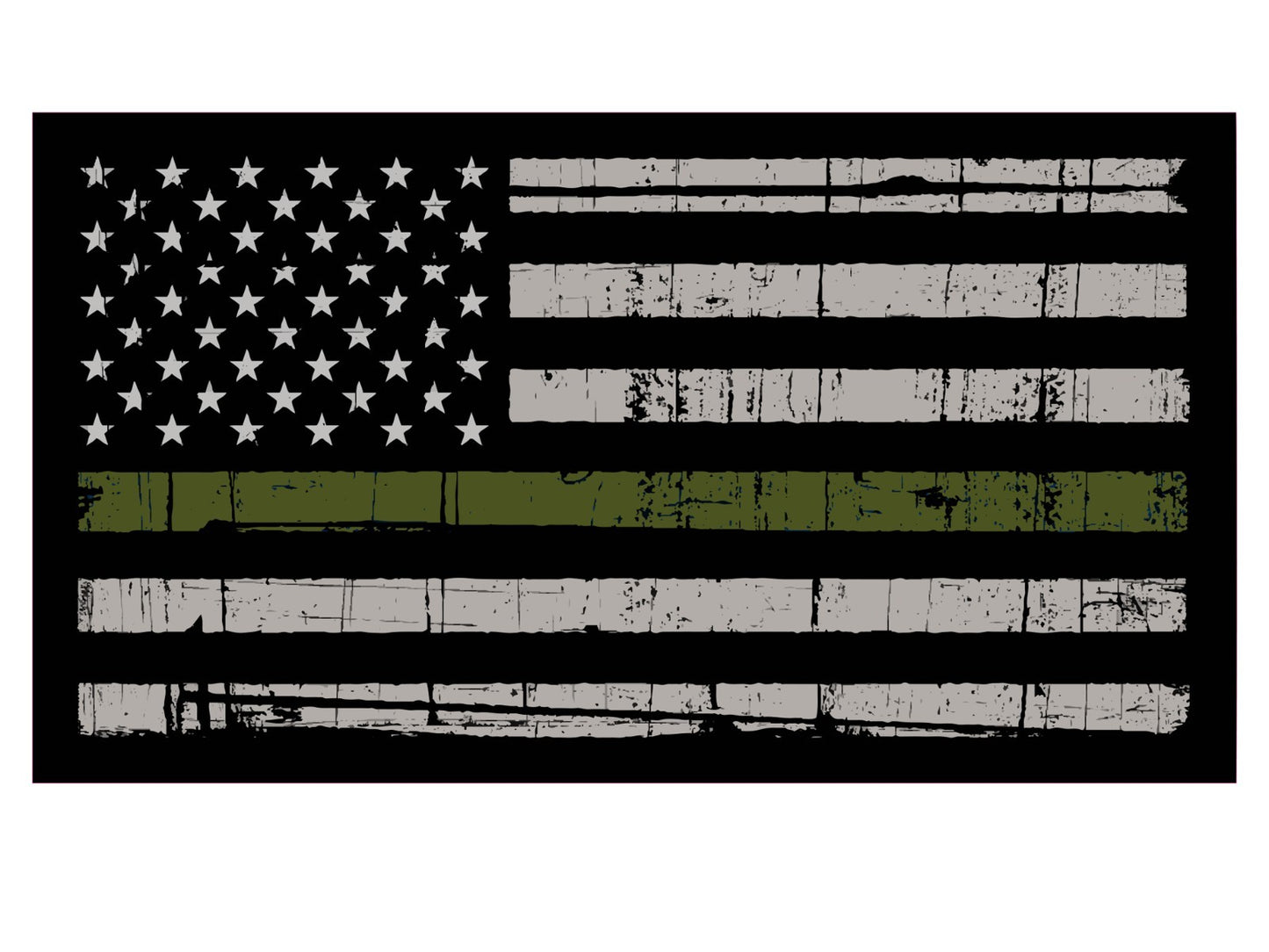 5.5" Thin Green Line American Flag Vinyl Decal | Car Window | Support Military