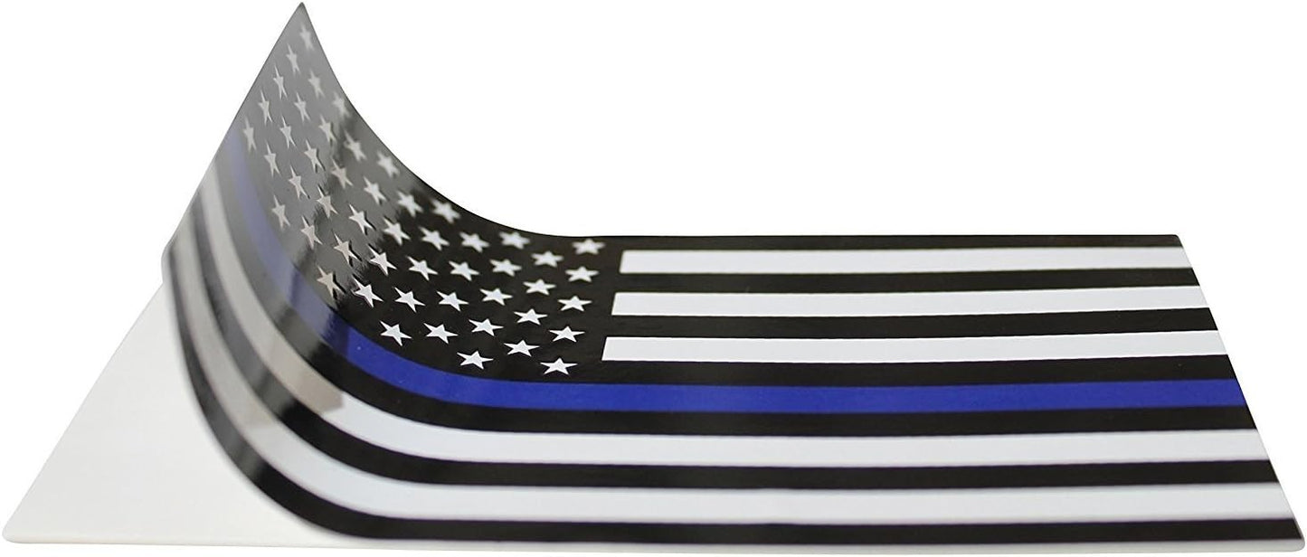 Pair 2x Reflective Thin Blue Line Police Flag Outdoor Decal Sticker support