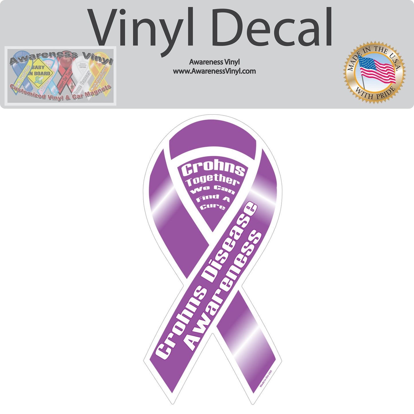 Crohn's Disease Awareness Ribbon Vinyl Decal Sticker Support Choose Size car
