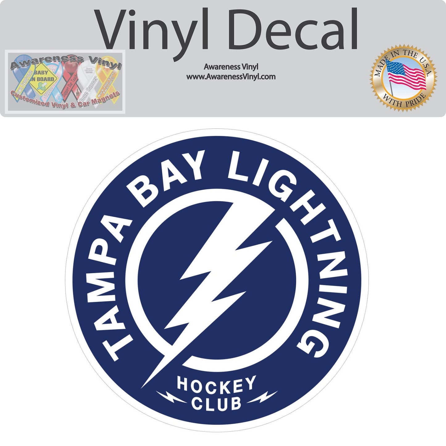 Tampa Bay Lightning Logo - Die Cut Laminated Vinyl Sticker Decal NHL car window