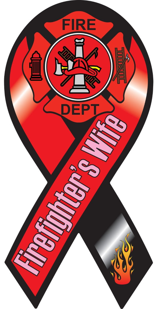 Firefighters Wife Ribbon Vinyl Decal Sticker Choose Size fire dept husband