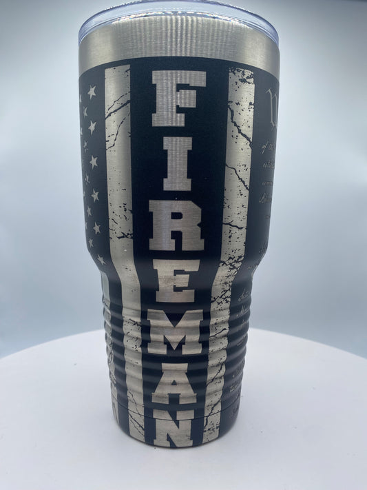 Fireman - 30 oz - laser engraved tumbler