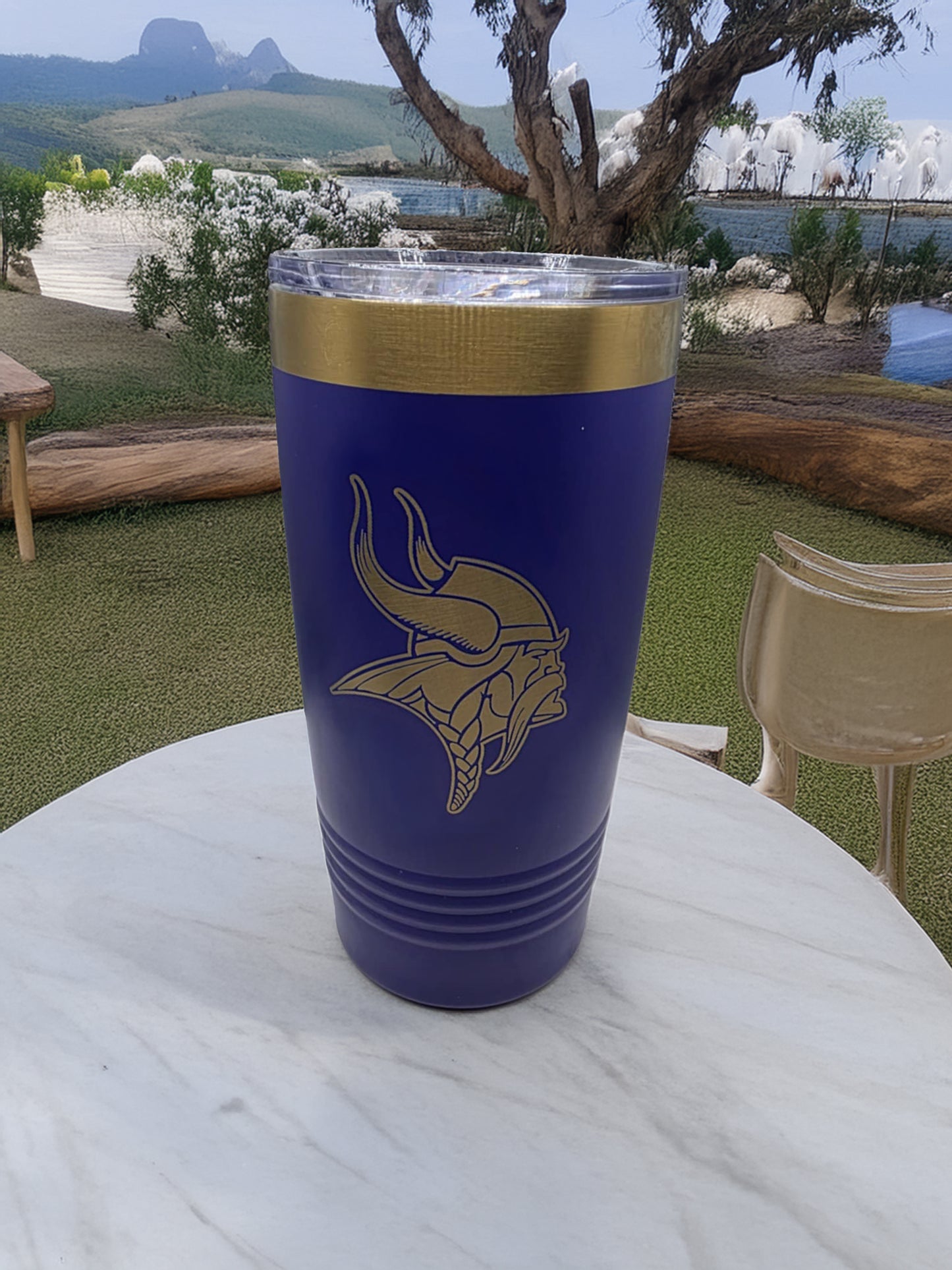Minnesota Vikings Purple and Gold Polar Camel 20 oz. Football Tumbler with Slider Lid
