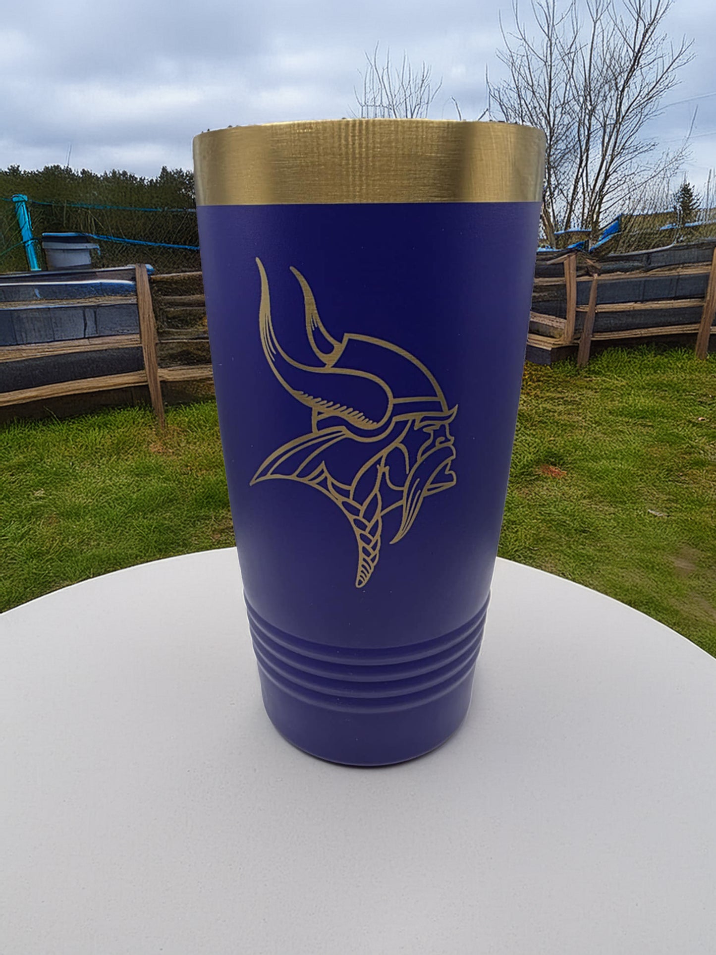 Minnesota Vikings Purple and Gold Polar Camel 20 oz. Football Tumbler with Slider Lid