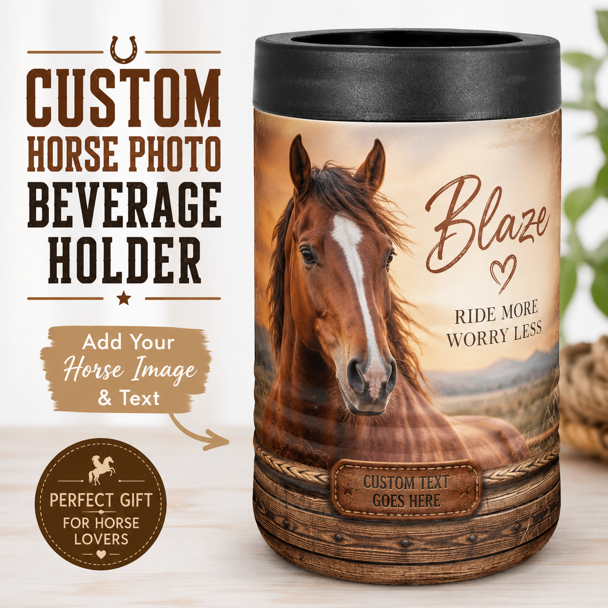 Custom Horse Photo Beverage Holder