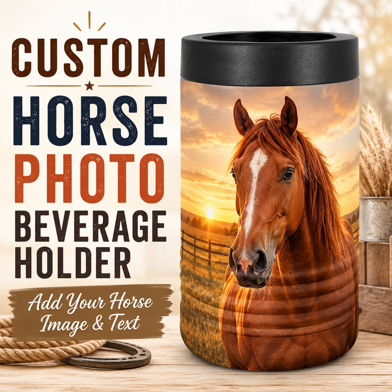 Custom Horse Photo Beverage Holder