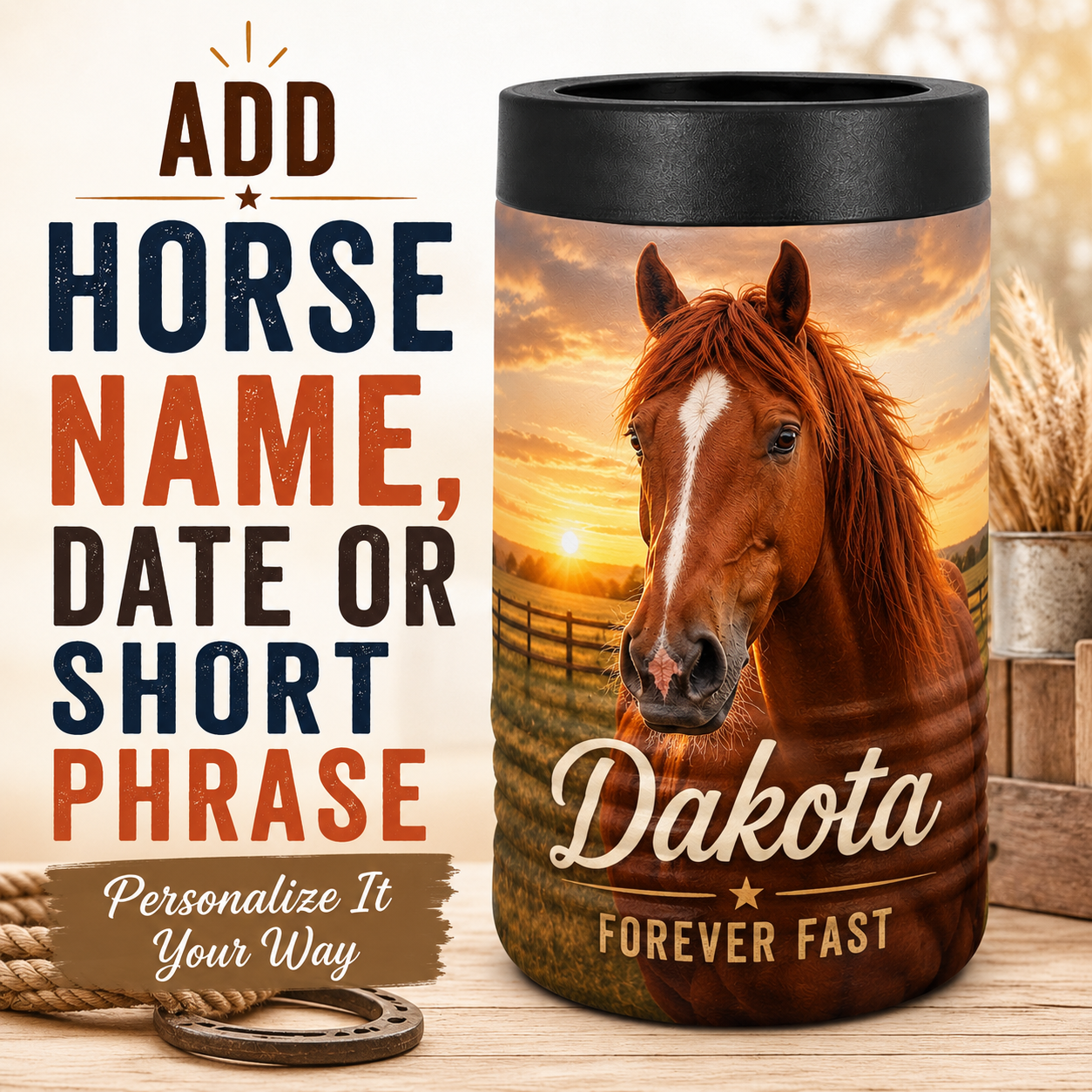 Custom Horse Photo Beverage Holder