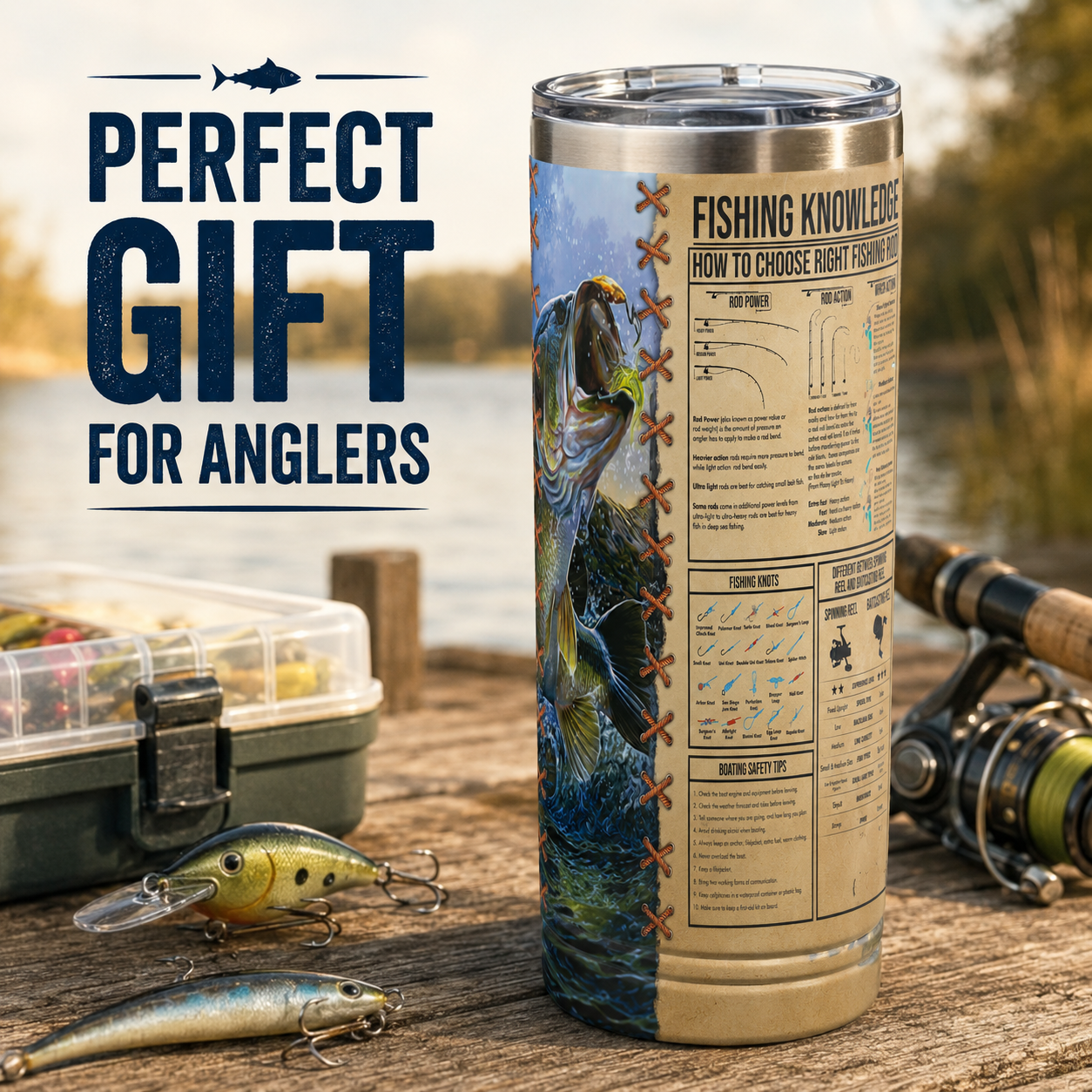 Fishing Knowledge Tumbler | Bass Fishing Gift for Anglers