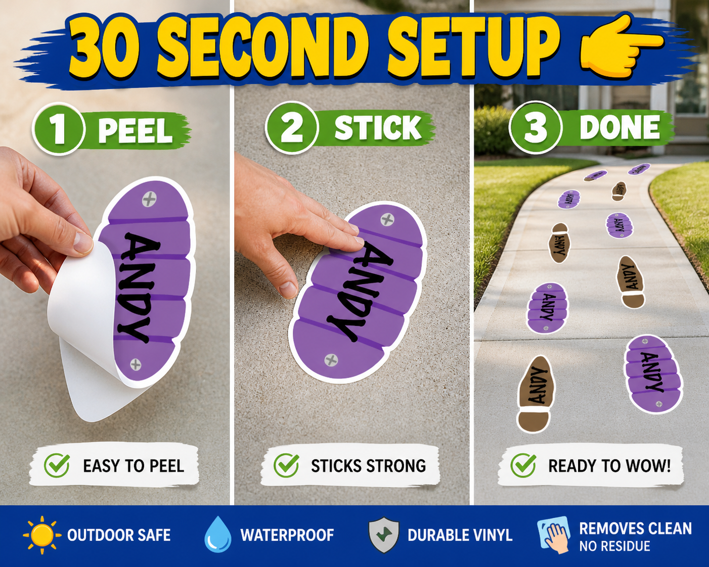 Custom Toy Story Footprint Decals – Personalized Buzz & Woody Floor Stickers for Kids | Removable Waterproof Wall & Floor Decals