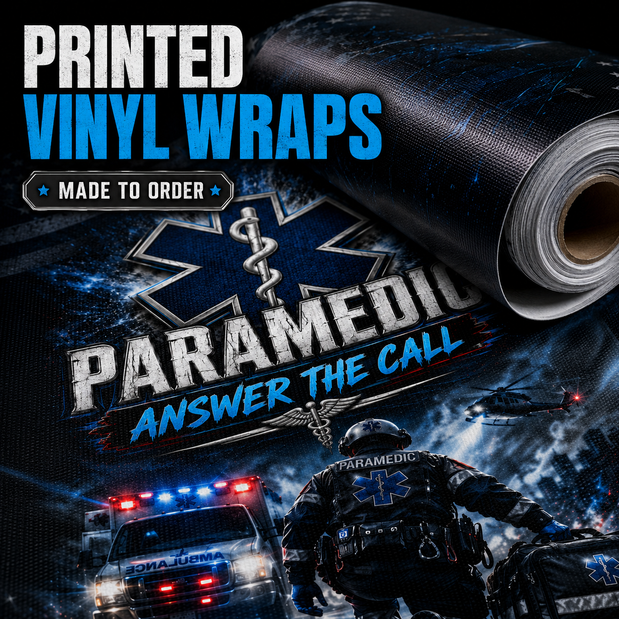 Paramedic Cornhole Board Wraps - EMS Answer The Call Vinyl Wrap Set of 2