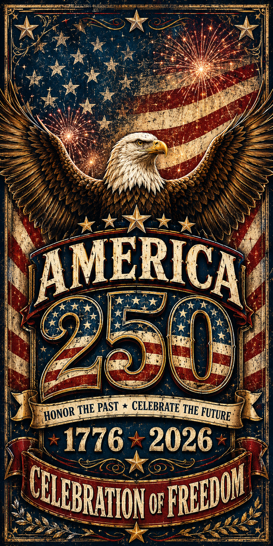 America 250 Celebration Cornhole Board Wraps | Patriotic Eagle 1776-2026 Vinyl Wrap Set