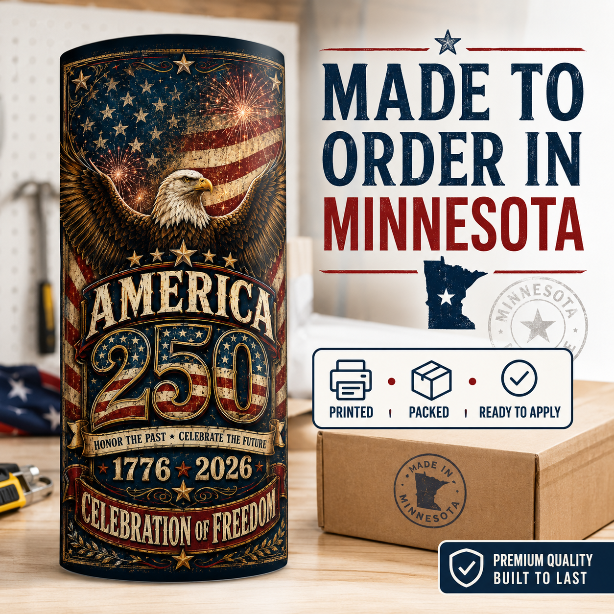 America 250 Celebration Cornhole Board Wraps | Patriotic Eagle 1776-2026 Vinyl Wrap Set