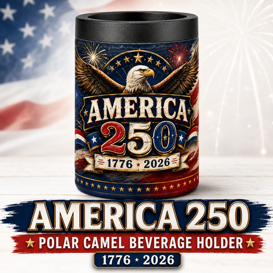America 250 Polar Camel Beverage Holder | Patriotic Eagle Can Cooler
