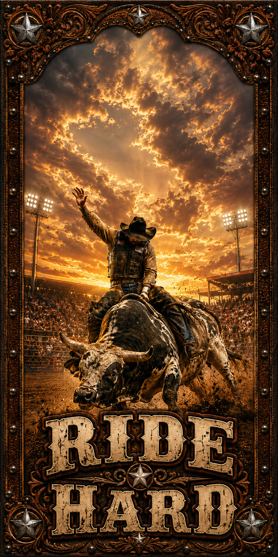 Ride Hard Rodeo Bull Riding Cornhole Board Wrap Set