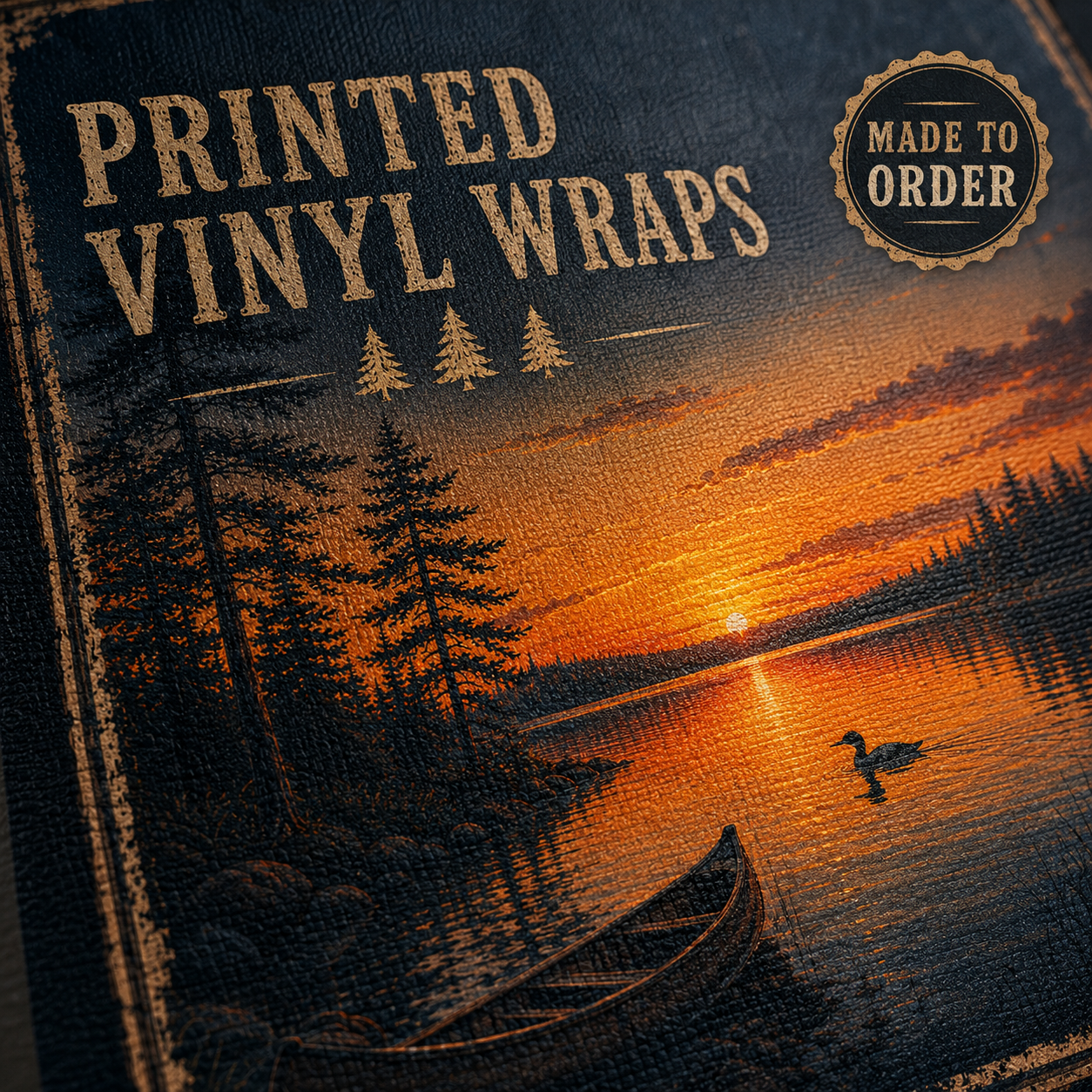 Lake Life Cornhole Board Wraps – Set of 2 Rustic Cabin Sunset Vinyl Wraps