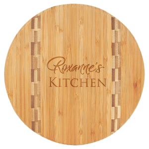 Round Bamboo Cutting Board with Butcher Block Inlay - 9  3/4"