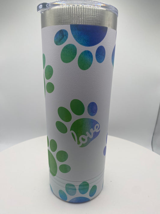 Dog paws / love - UV printed tumbler