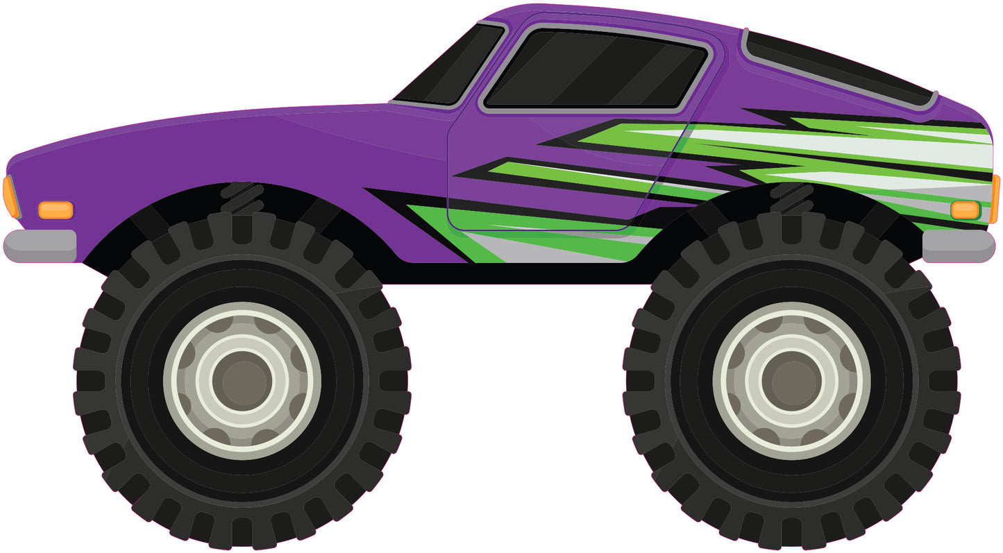 Monster Truck Floor Decals – Set of 6 Peel & Stick Party Path Stickers