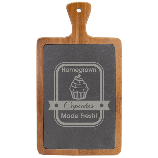 Acacia Wood/Slate Cutting Board - 13 1/4" x 7"