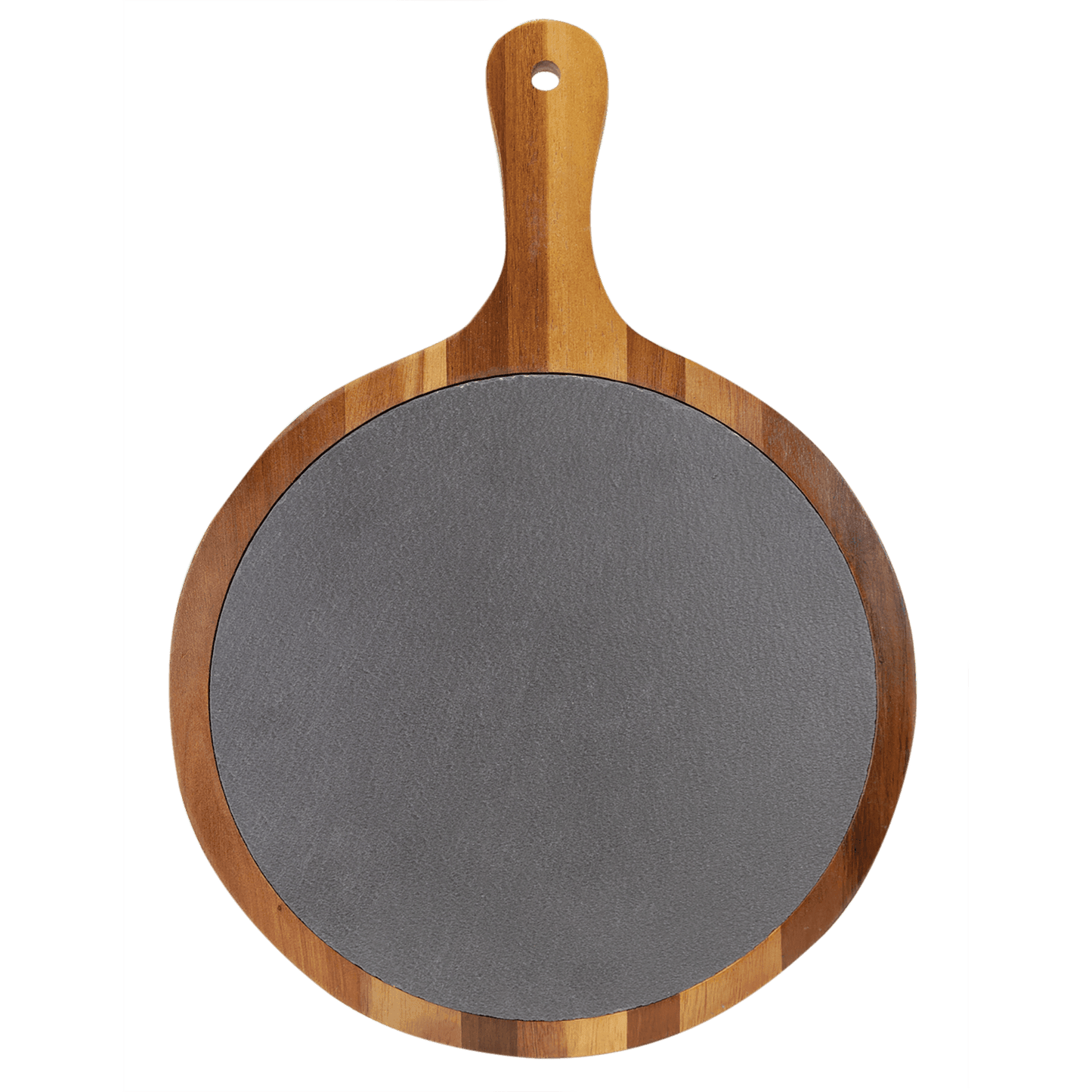 Round Acacia Wood/Slate Serving Board with Handle - 10 1/2" x 14 1/2"